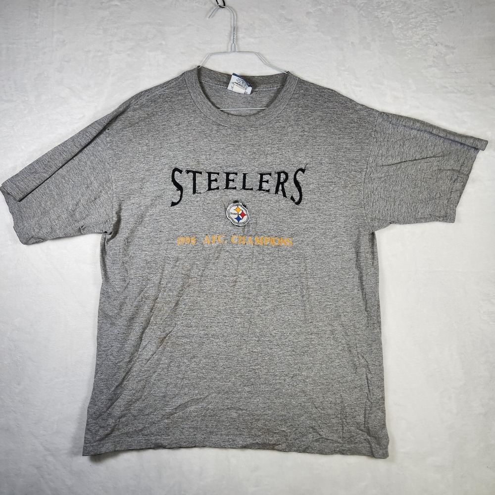 Vintage Lee Sport Steelers T Shirt XL Gray 1995 AFC Champions Football Thrashed